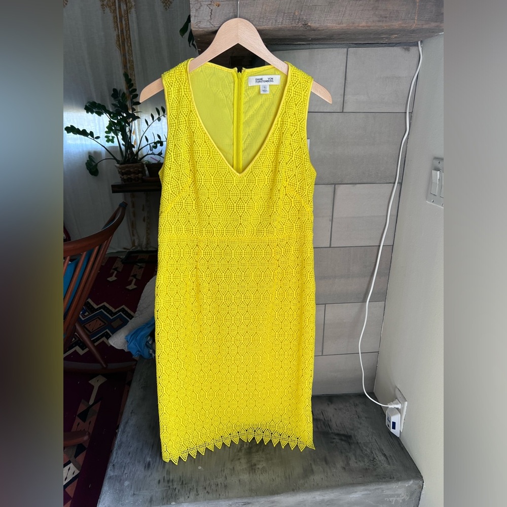 Yellow lace DvF dress